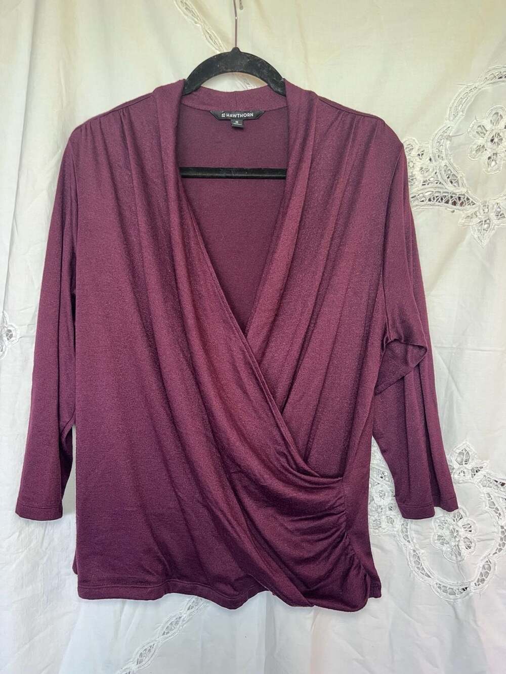41 Hawthorn Henri Women’s Wrap Ruched Knit Top plus size 2X